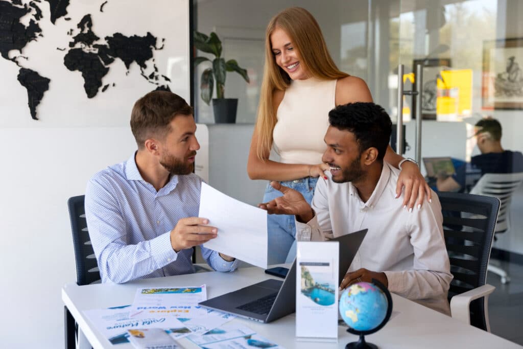 Global team promoting immigration service